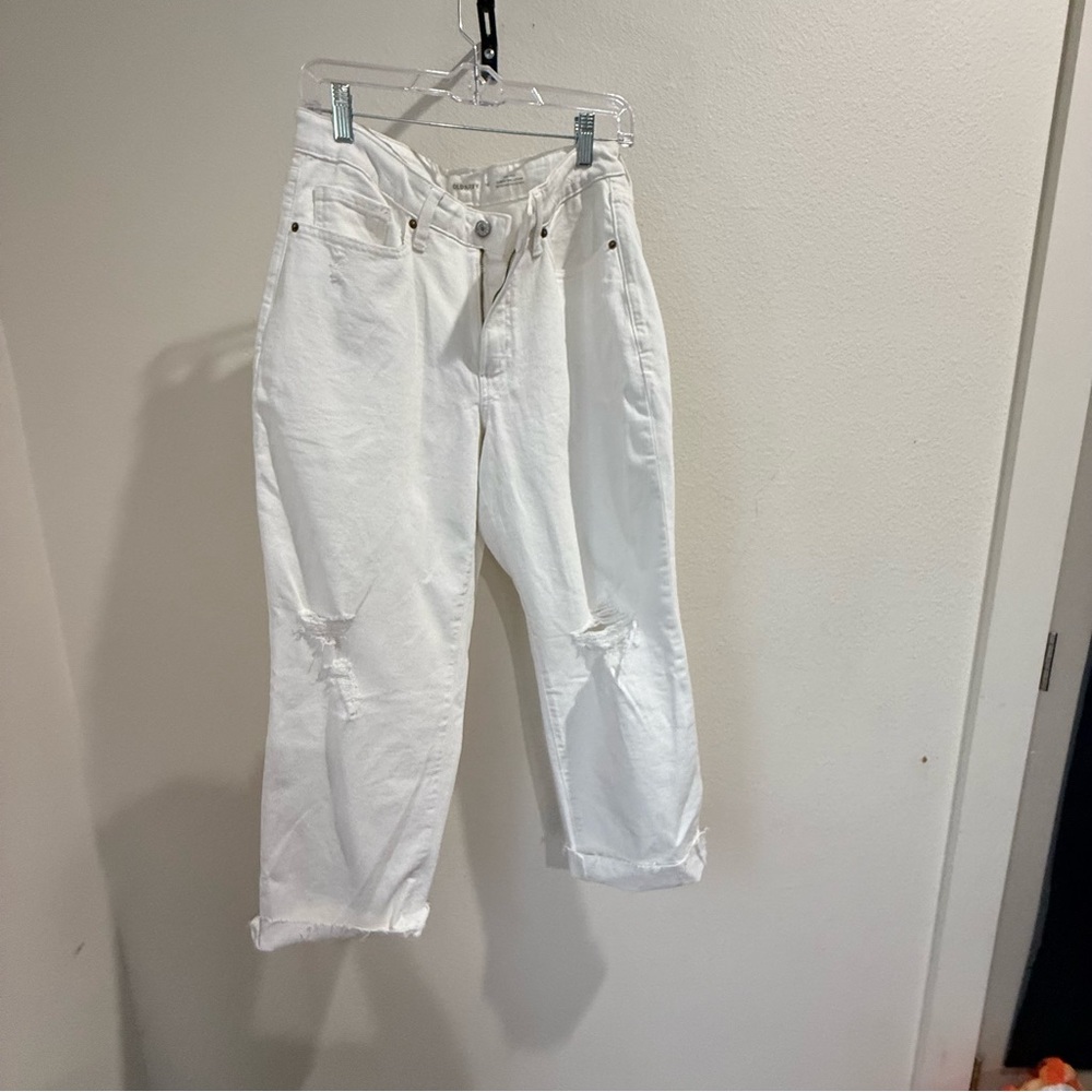 Old Navy Jeans Womens Size 12 White‎ OG Straight High Rise Denim Strech Pockets